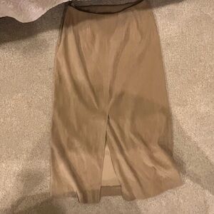 Harve benard tan long suede skirt